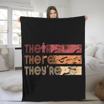 Discover Their There They're English Teacher Grammar Fleece Blankets