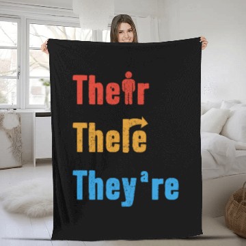 Discover Their There They're English Teacher Grammar Fleece Blankets