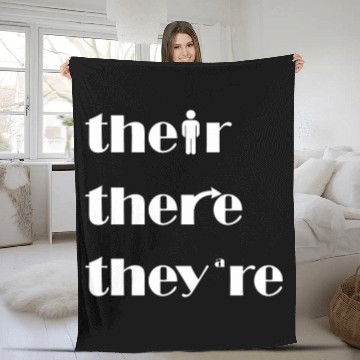 Discover Their There They're English Teacher Grammar Fleece Blankets