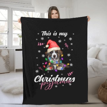 Discover Winter Christmas Pyjama Australian Shepherd Fleece Blankets