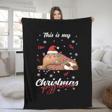 Discover Winter Christmas Pyjama Sloth Fleece Blankets
