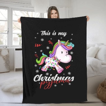 Discover Winter Christmas Pyjama Unicorn Fleece Blankets