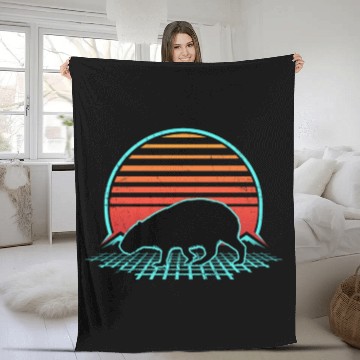 Discover Capybara Retro Vintage 80s Style Animal Lover Pun Fleece Blankets