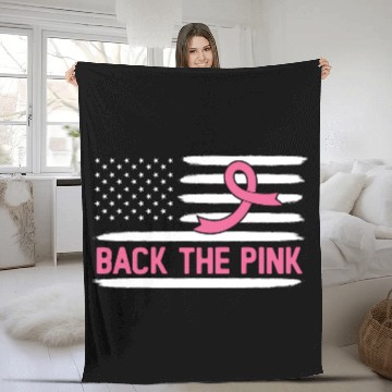Discover USA Flag Breast Cancer Awareness Fleece Blankets