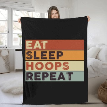 Discover Eat Sleep Hoops Repeat Basketball Fleece Blankets