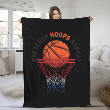 Discover Eat Sleep Hoops Repeat Basketball Fleece Blankets