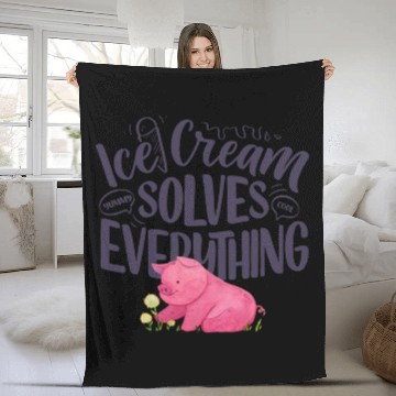 Discover Ice Cream solves everything Fleece Blankets