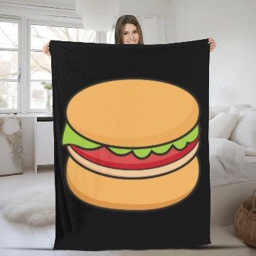 Discover very cute delicious burgers Fleece Blankets