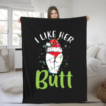 Discover I Like Her Butt Christmas Light Matching Santa Fleece Blankets