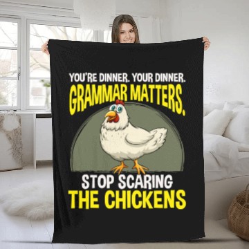 Discover Funny Grammar Teacher Chicken Farming Fleece Blankets