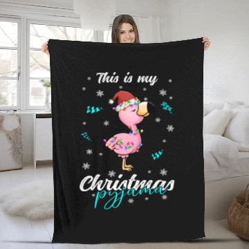 Discover Winter Christmas Pyjama Flamingo Fleece Blankets
