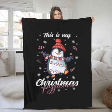 Discover Winter Christmas Pyjama Penguin Fleece Blankets