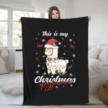 Discover Winter Christmas Pyjama Llama Fleece Blankets