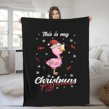 Discover Winter Christmas Pyjama Flamingo Fleece Blankets