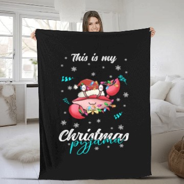 Discover Winter Christmas Pyjama Crab Fleece Blankets