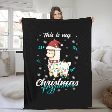 Discover Winter Christmas Pyjama Llama Fleece Blankets