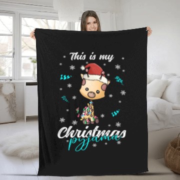 Discover Winter Christmas Pyjama Giraffe Fleece Blankets