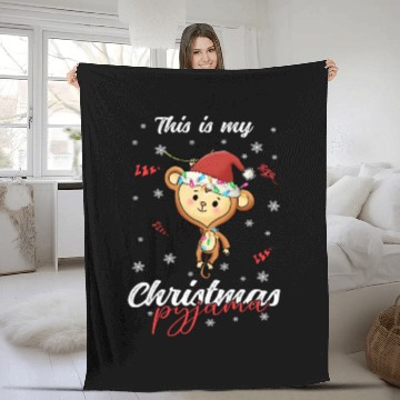 Discover Winter Christmas Pyjama Monkey Fleece Blankets