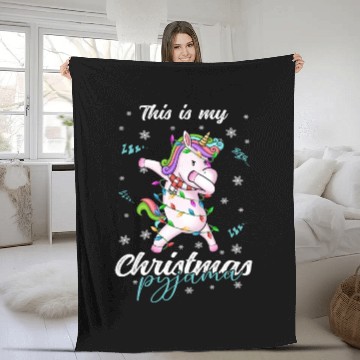 Discover Winter Christmas Pyjama Unicorn Fleece Blankets