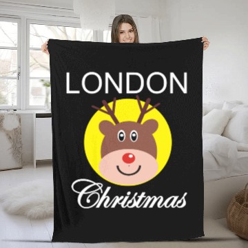 Discover London Christmas Rudolf Face Fleece Blankets