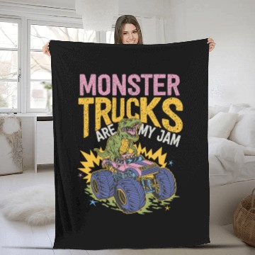Discover Monster Trucks Are My Jam Vintage Retro Fleece Blankets
