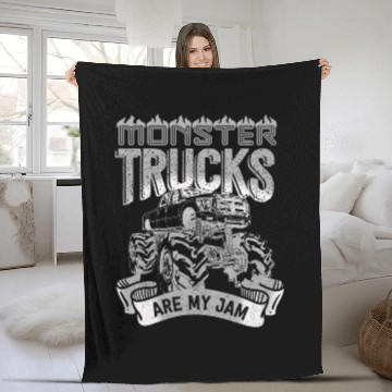 Discover Monster Trucks Are My Jam Vintage Retro Fleece Blankets