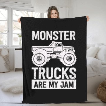 Discover Monster Trucks Are My Jam Vintage Retro Fleece Blankets