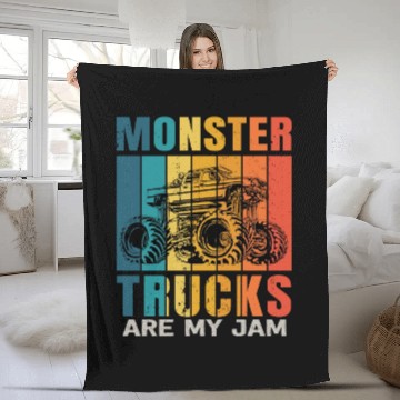 Discover Monster Trucks Are My Jam Vintage Retro Fleece Blankets