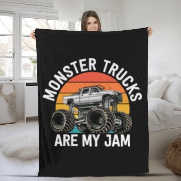 Discover Monster Trucks Are My Jam Vintage Retro Fleece Blankets