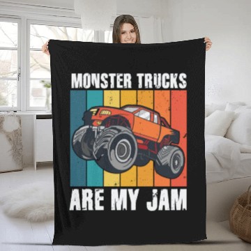 Discover Monster Trucks Are My Jam Vintage Retro Fleece Blankets