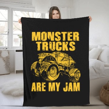 Discover Monster Trucks Are My Jam Vintage Retro Fleece Blankets