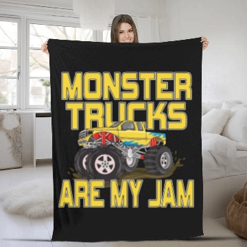 Discover Monster Trucks Are My Jam Vintage Retro Fleece Blankets