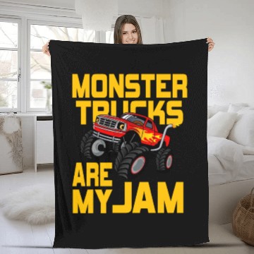Discover Monster Trucks Are My Jam Vintage Retro Fleece Blankets