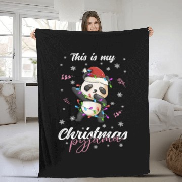 Discover Winter Christmas Pyjama Panda Fleece Blankets
