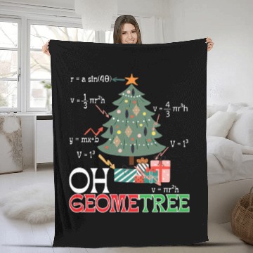 Discover Oh Geometree Funny Christmas Tree Costume Students Fleece Blankets