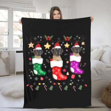 Discover Great Dane Christmas Lights Gift Funny Xmas Dog Fleece Blankets
