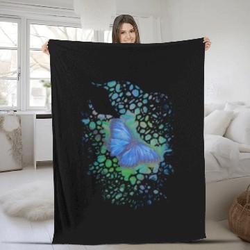 Discover Royal blue monarch butterfly retro 70's animal Fleece Blankets