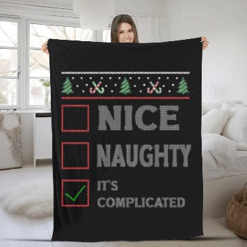 Discover Nice Naughty It's Complicated Christmas List Santa Fleece Blankets