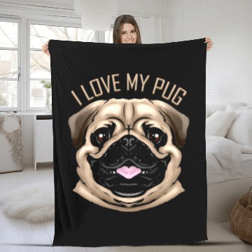 Discover Dog Lover - I Love My Pug Fleece Blankets
