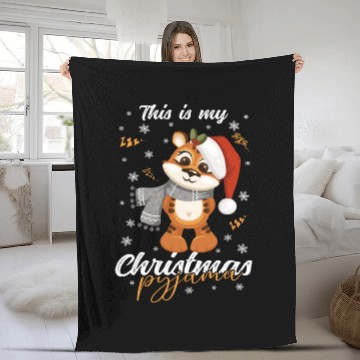 Discover Winter Christmas Pyjama Tiger Fleece Blankets