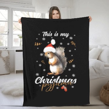 Discover Winter Christmas Pyjama Squirrel Fleece Blankets