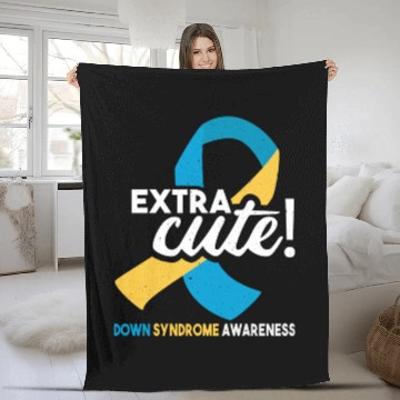 Discover October Wear Blue Yellow Down Syndrome Awareness Fleece Blankets