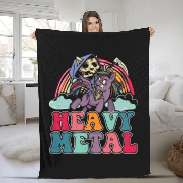Discover Heavy Grim Unicorn Rainbow Metal Music Lover Rock Fleece Blankets