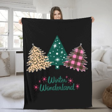 Discover Winter Wonderland - Christmas Trees! Fleece Blankets