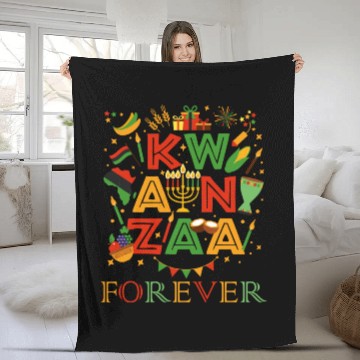 Discover Happy Kwanzaa Forever Christmas Blessing Kinara Fleece Blankets