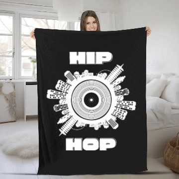 Discover Hip Hop Vinyl City (White) Fleece Blankets
