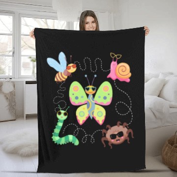 Discover Cool Insects Sunglasses Bug Lover Fleece Blankets