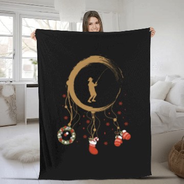 Discover Winter dreamcatcher Christmas Fishing Fleece Blankets