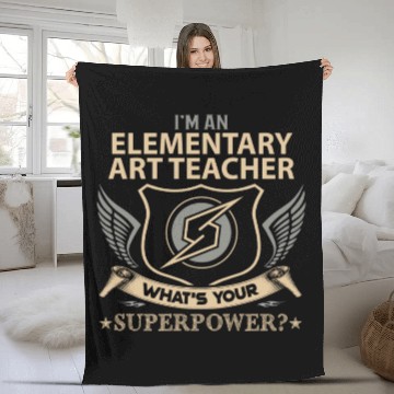 Discover Elementary Art Teacher Fleece Blankets - Superpower Job Gi
