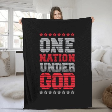 Discover One Nation Under God USA American US America Fleece Blankets